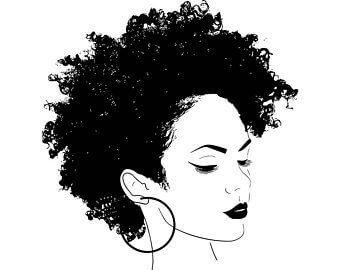 a drawn photo of a lady with and afro/curly hair